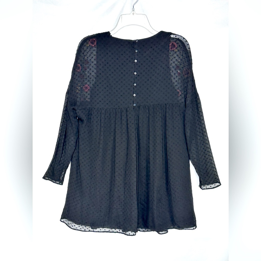 Zara Trafalic Collection Black Embroidered Swiss Dot‎ Dress Fairycore Boho Sz S - Picture 2 of 10